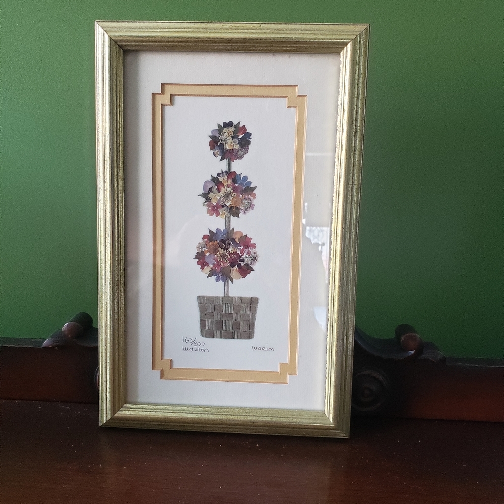 Pressed Flower Collage By Marion Signed